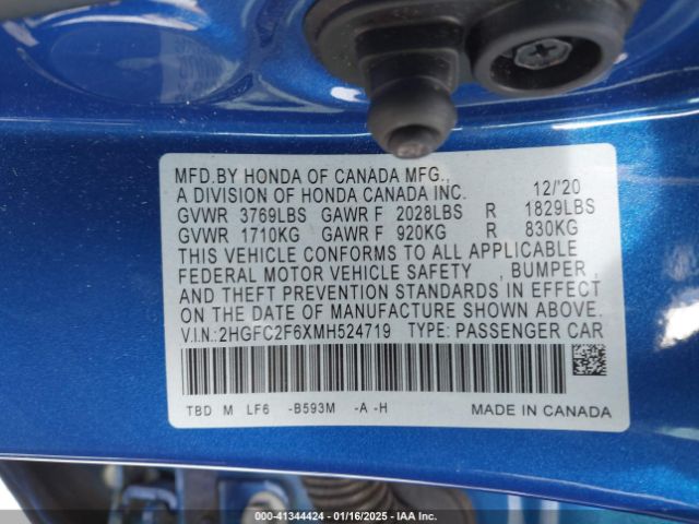 2HGFC2F6XMH524719 Honda Civic Lx