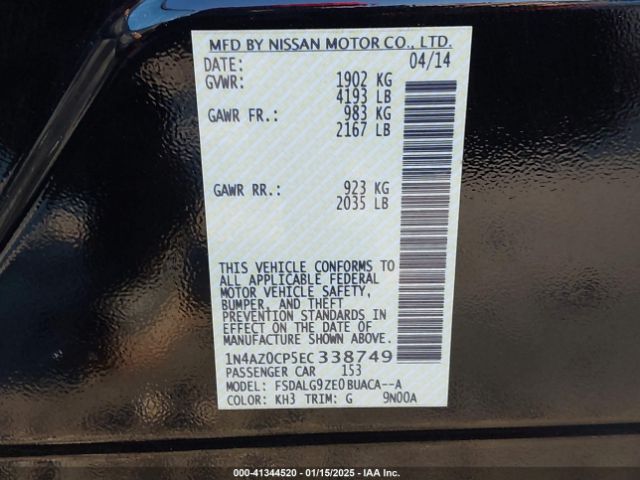1N4AZ0CP5EC338749 Nissan Leaf Sl