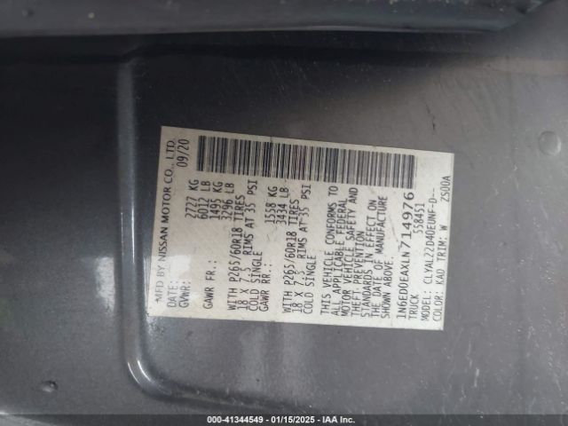 1N6ED0EAXLN714976 Nissan Frontier Sv 4x2