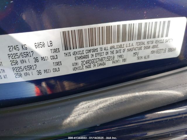 2C4RDGEG7HR715210 Dodge Grand Caravan Gt