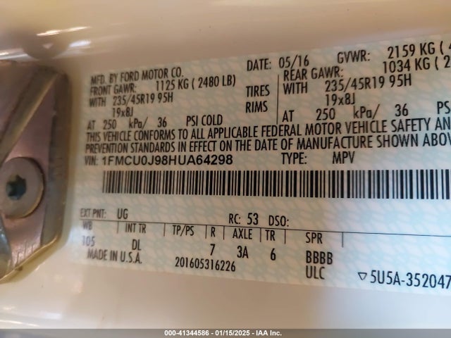 Ford Escape 2017 1FMCU0J98HUA64298 Image 9