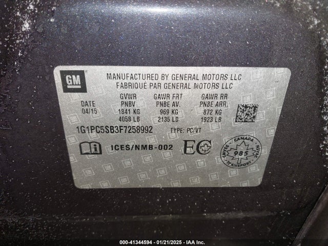 Chevrolet Cruze 1lt Auto 2015 1G1PC5SB3F7258992 Image 9
