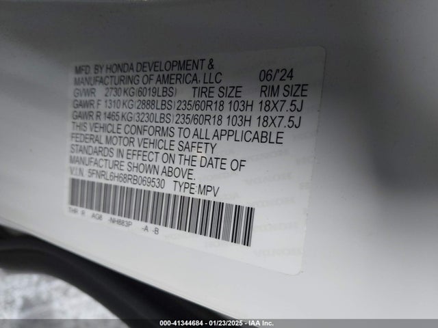 Honda Odyssey Ex-l 2024 5FNRL6H68RB069530 Image 9