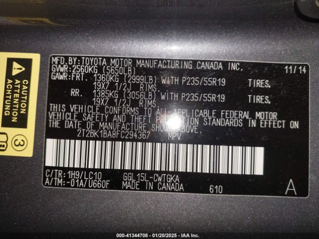 2T2BK1BA8FC294367 Lexus RX 350