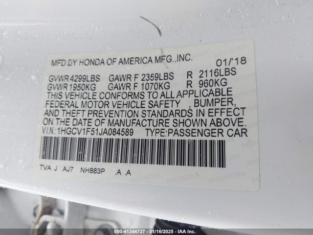 Honda Accord Ex-l 2018 1HGCV1F51JA084589 Image 9