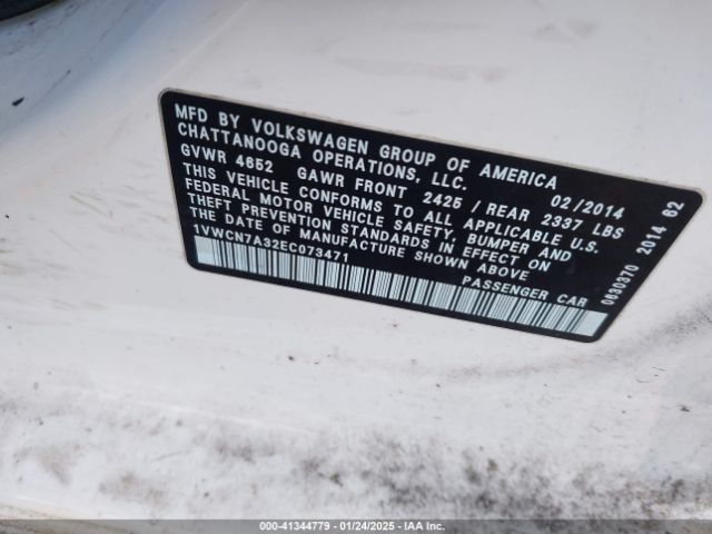 1VWCN7A32EC073471 Volkswagen Passat 2.0l Tdi Sel Premium