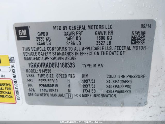 1GKKVRKD6FJ180333 GMC Acadia Slt-1