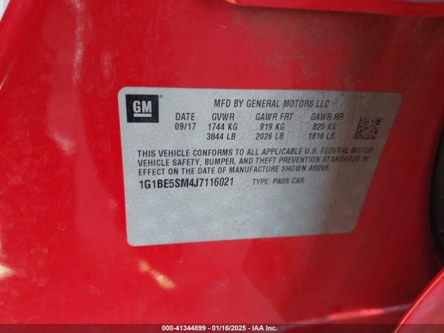 1G1BE5SM4J7116021 Chevrolet Cruze Lt Auto