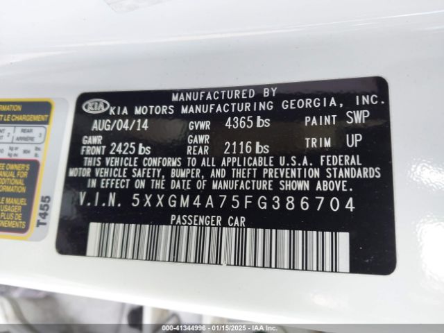 5XXGM4A75FG386704 KIA Optima Lx