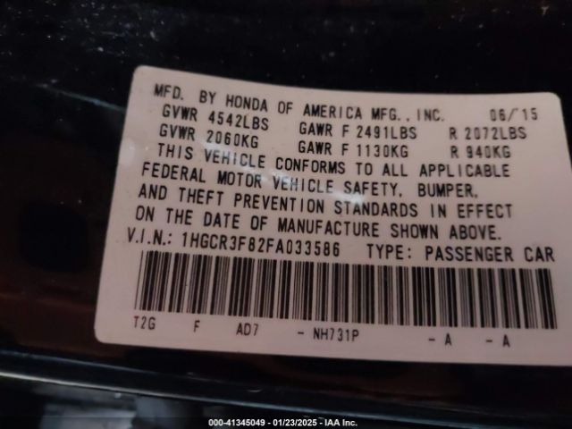 1HGCR3F82FA033586 Honda Accord Ex-l V-6