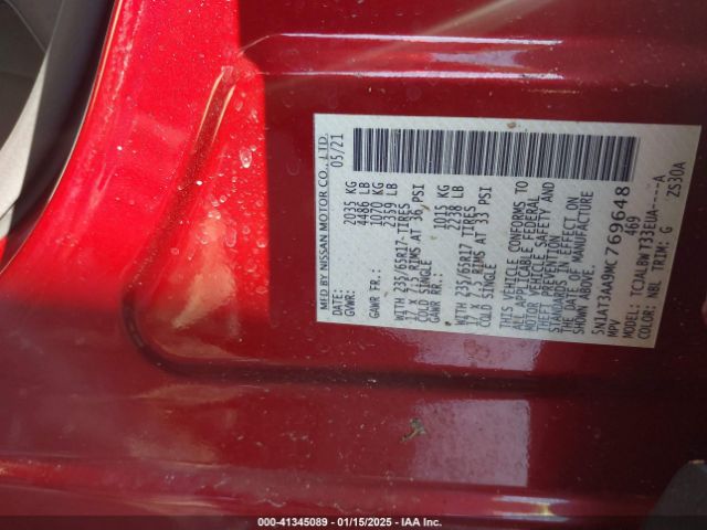 5N1AT3AA9MC769648 Nissan Rogue S Fwd