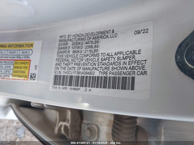 Honda Accord Sport 2022 1HGCV1F38NA084903 Image 9