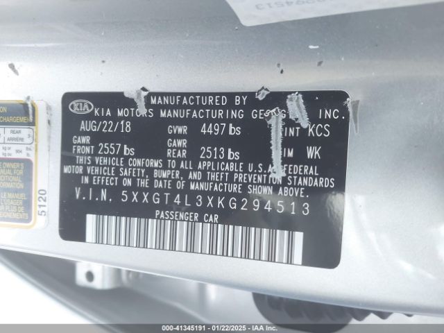 5XXGT4L3XKG294513 KIA Optima Lx