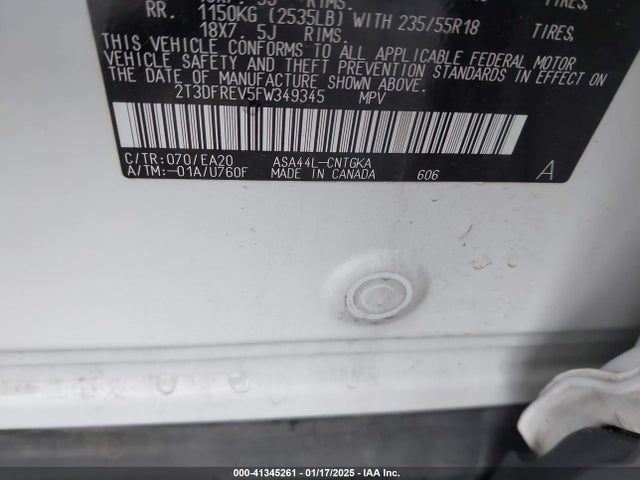 Toyota Rav4 Limited 2015 2T3DFREV5FW349345 Image 9