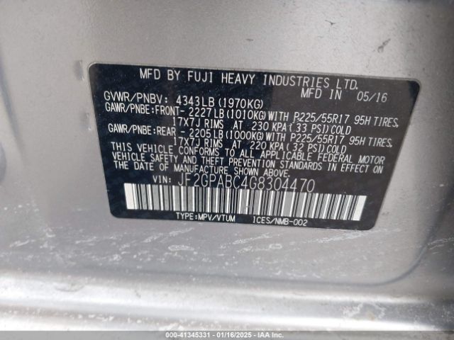 JF2GPABC4G8304470 Subaru Crosstrek 2.0i Premium