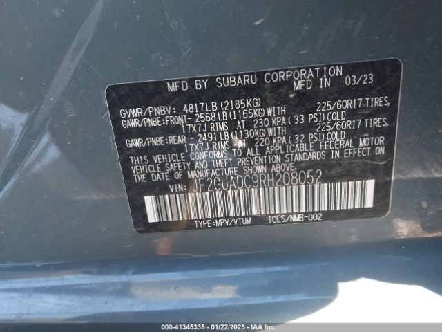 JF2GUADC9RH208052 Subaru Crosstrek Premium