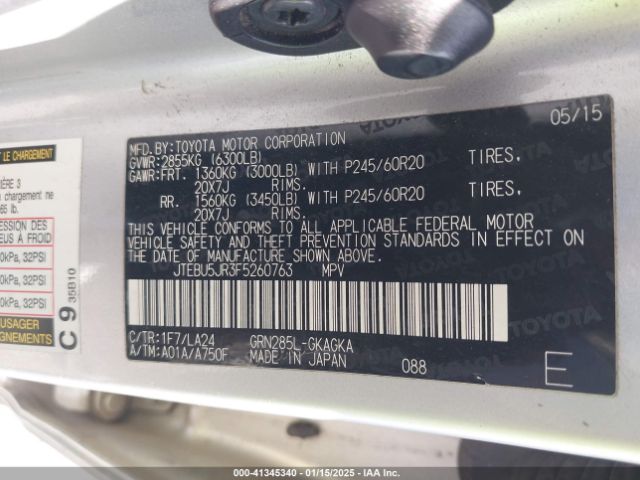 JTEBU5JR3F5260763 Toyota 4runner Limited