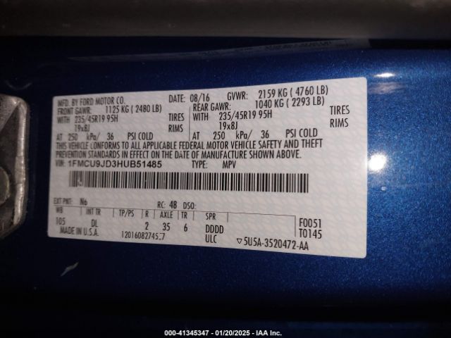 1FMCU9JD3HUB51485 Ford Escape