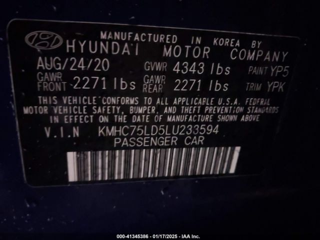 KMHC75LD5LU233594 Hyundai Ioniq Plug-in Hybrid Sel