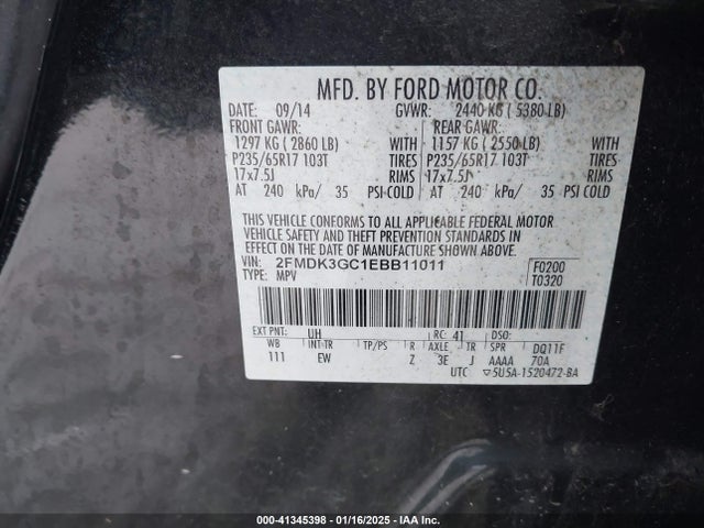 Продаж на аукціоні авто 2014 Ford Edge Se, vin: 2FMDK3GC1EBB11011, номер лоту: 41345398