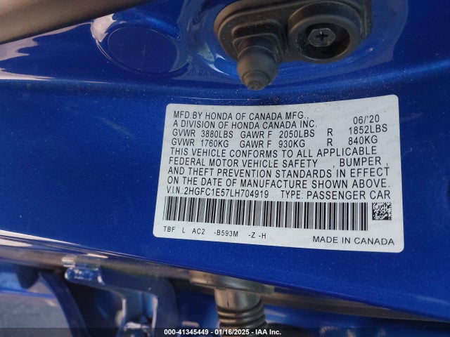 Honda CIVIC SI SEDAN 2020 2HGFC1E57LH704919 Image 9