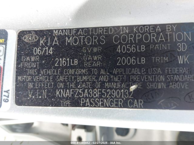 KNAFZ5A38F5290132 KIA FORTE SX
