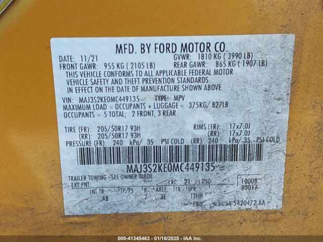 MAJ3S2KE0MC449135 Ford Ecosport Titanium