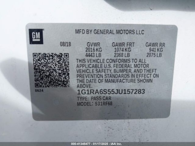 1G1RA6S55JU157283 Chevrolet VOLT LT