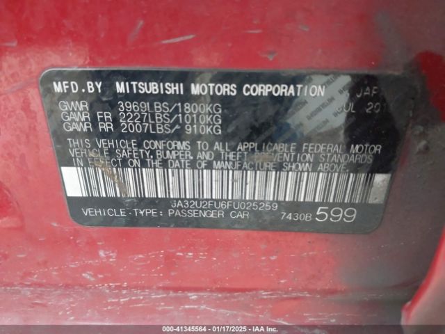 JA32U2FU6FU025259 Mitsubishi LANCER ES