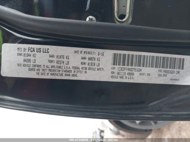 1C3CDFFAXGD791634 Dodge Dart Sxt Sport Blacktop