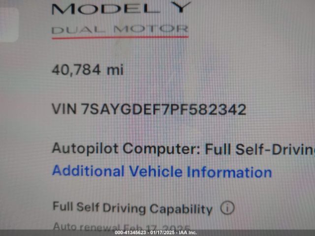 7SAYGDEF7PF582342 Tesla Model Y Performance Dual Motor All-wheel Drive