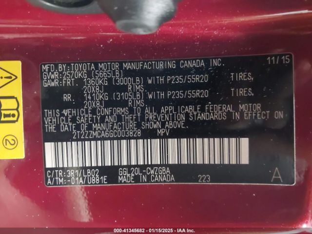 2T2ZZMCA6GC003828 Lexus RX 350