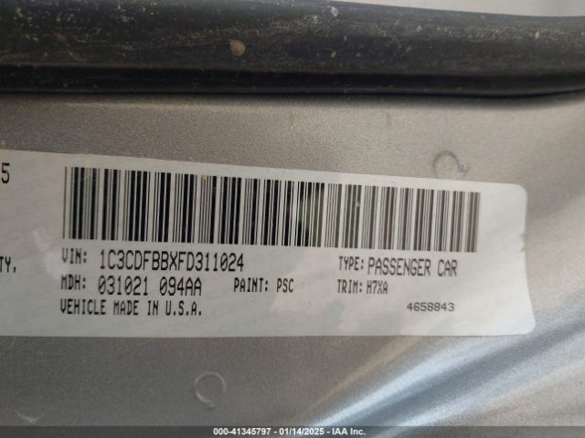 1C3CDFBBXFD311024 Dodge DART SXT
