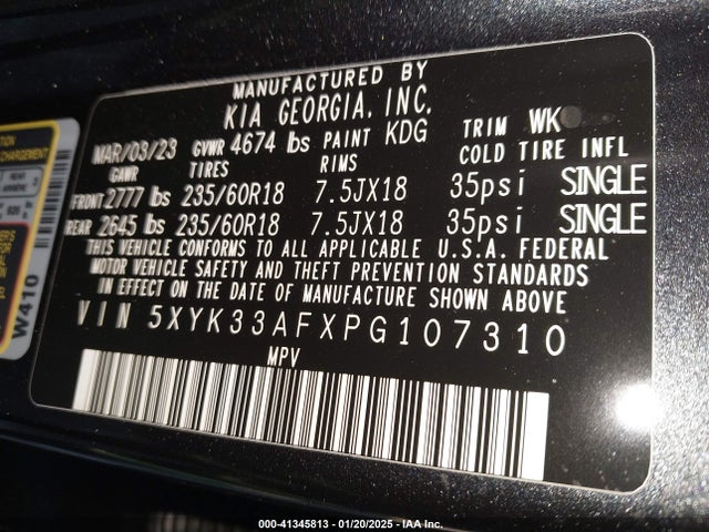 5XYK33AFXPG107310 KIA Sportage Ex