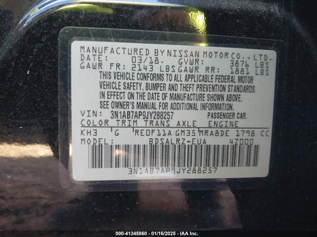 Nissan SENTRA SR 2018 3N1AB7AP9JY288257 Image 9