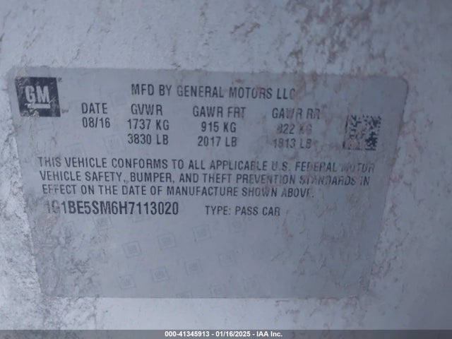 1G1BE5SM6H7113020 Chevrolet Cruze Lt Auto