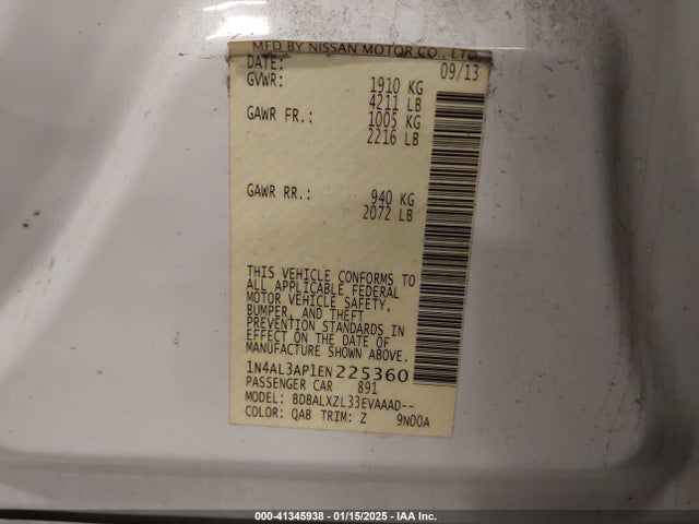 Nissan Altima 2.5 Sl 2014 1N4AL3AP1EN225360 Image 9