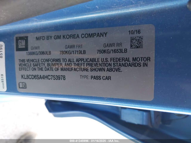 Chevrolet Spark 1lt Cvt 2017 KL8CD6SA4HC753978 Image 9