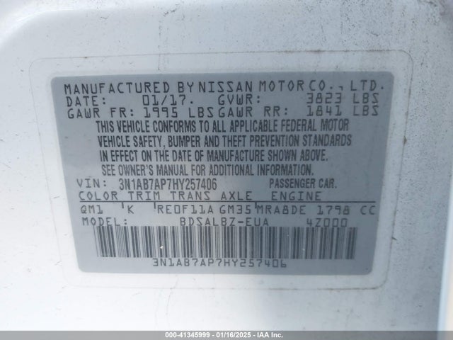 3N1AB7AP7HY257406 Nissan SENTRA S