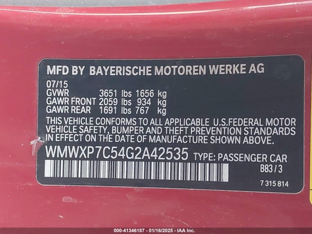 WMWXP7C54G2A42535 Mini Hardtop Cooper S