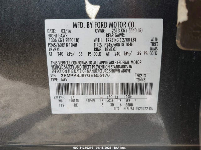 Ford EDGE SEL 2016 2FMPK4J97GBB55176 Image 9