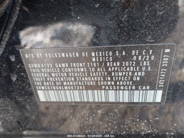 3VWC57BU8LM087393 Volkswagen Jetta 1.4t R-line/1.4t S/1.4t Se