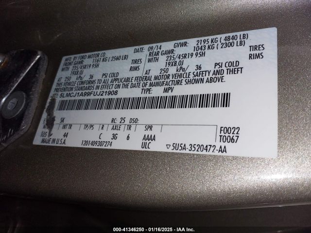 2015 LINCOLN MKC 5LMCJ1A99FUJ21908 Photo 8