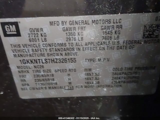 1GKKNTLS7HZ326155 GMC Acadia Sle-2