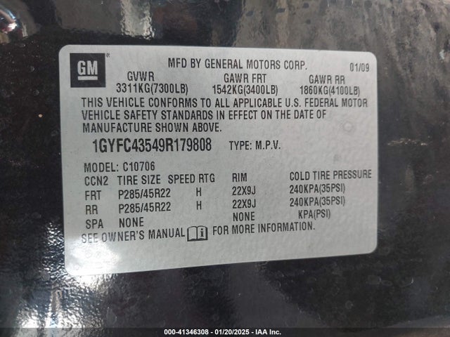 2009 CADILLAC ESCALADE HYBRID 1GYFC43549R179808 Photo 8