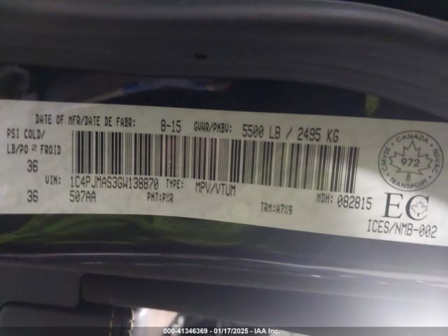 1C4PJMAS3GW138870 Jeep Cherokee Sport