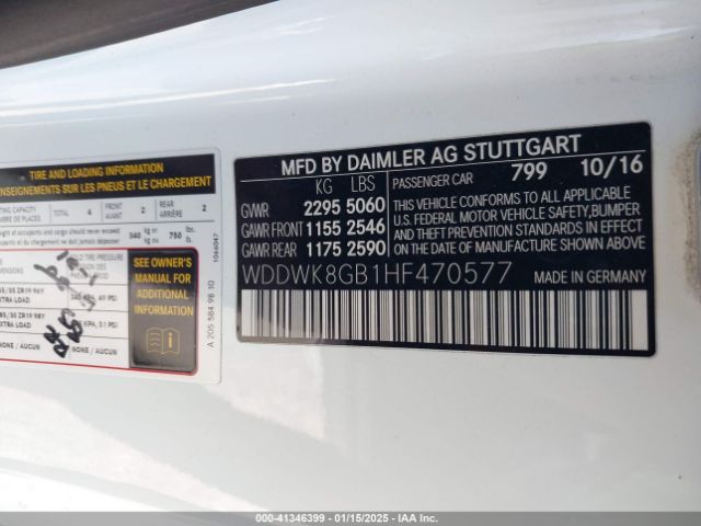 WDDWK8GB1HF470577 Mercedes-Benz Amg C 63