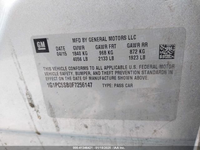 1G1PC5SB0F7256147 Chevrolet Cruze 1lt Auto