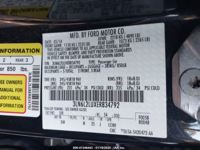 3LN6L2LUXER834792 Lincoln MKZ HYBRID
