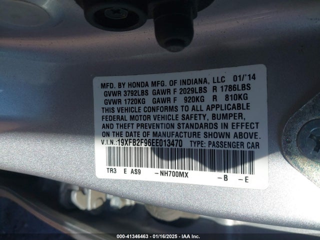 19XFB2F96EE013470 Honda Civic Ex-l